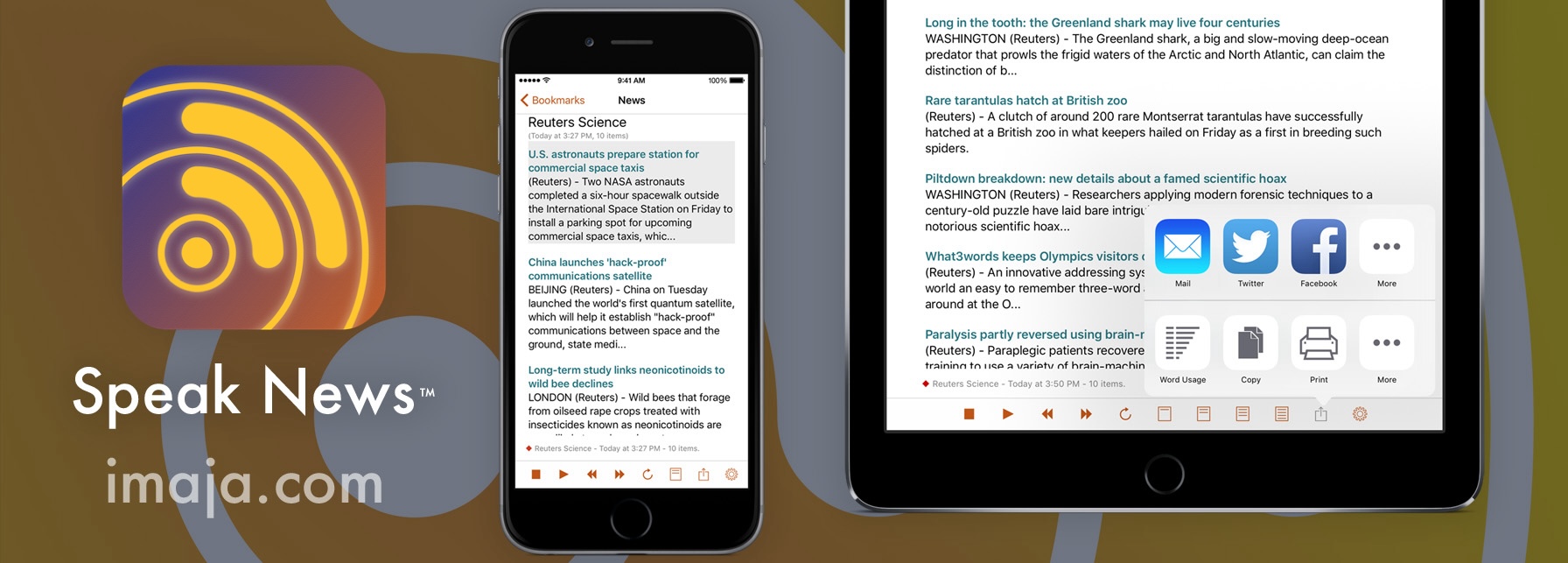 Speak News for iPhone, iPad and iPad touch - imaja.com